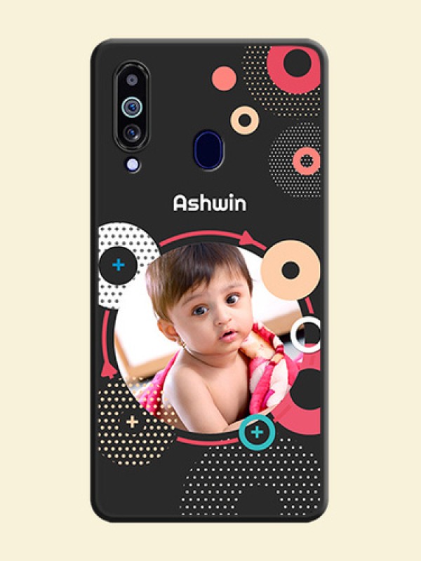 Multicoloured Round Image on Personalised Space Black Soft Matte Cases - Galaxy M40