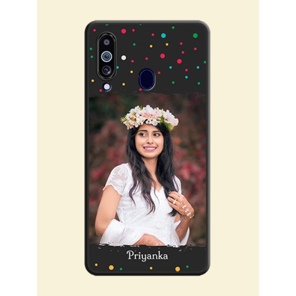 Multicolor Dotted Pattern with Text on Space Black Custom Soft Matte Phone Back Cover - Galaxy M40 Multicolor Dotted Pattern with Text on Space Black Custom Soft Matte Phone Back Cover - Galaxy M40