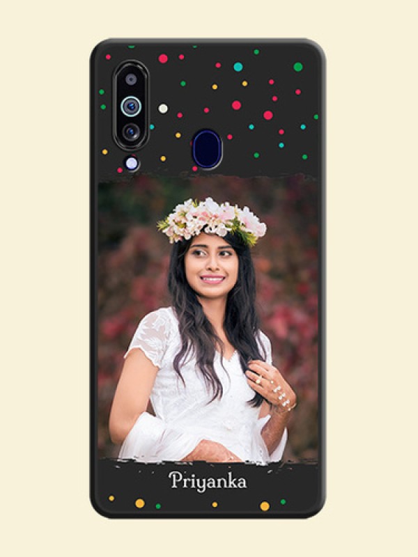 Multicolor Dotted Pattern with Text on Space Black Custom Soft Matte Phone Back Cover - Galaxy M40