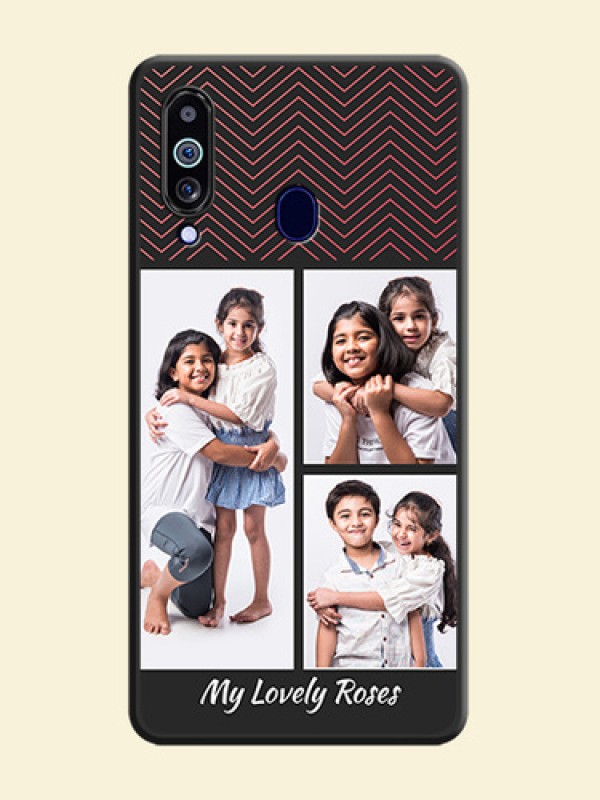Wave Pattern with 3 Image Holder on Space Black Custom Soft Matte Back Cover - Galaxy M40