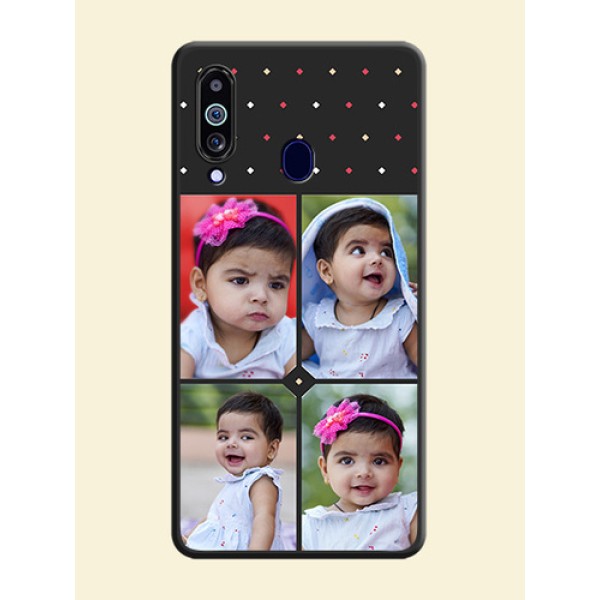 Multicolor Dotted Pattern with 4 Image Holder on Space Black Custom Soft Matte Phone Cases - Galaxy M40 Multicolor Dotted Pattern with 4 Image Holder on Space Black Custom Soft Matte Phone Cases - Galaxy M40
