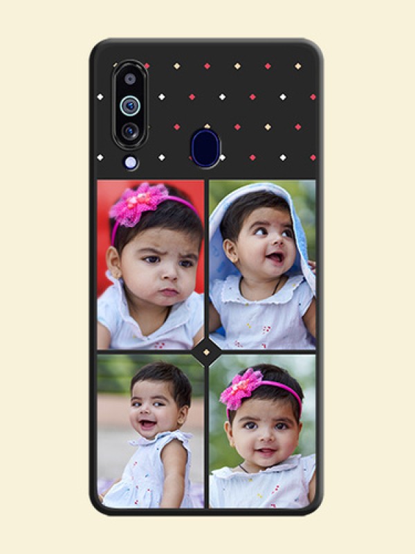 Multicolor Dotted Pattern with 4 Image Holder on Space Black Custom Soft Matte Phone Cases - Galaxy M40