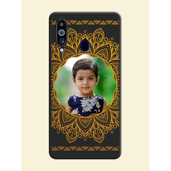 Round Image with Floral Design on Photo on Space Black Soft Matte Mobile Cover - Galaxy M40 Round Image with Floral Design on Photo on Space Black Soft Matte Mobile Cover - Galaxy M40