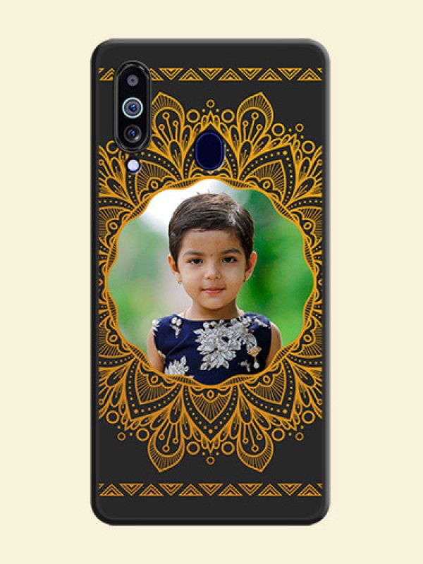 Round Image with Floral Design on Photo on Space Black Soft Matte Mobile Cover - Galaxy M40