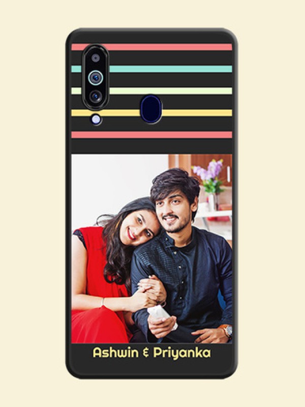 Color Stripes with Photo and Text on Photo on Space Black Soft Matte Mobile Case - Galaxy M40