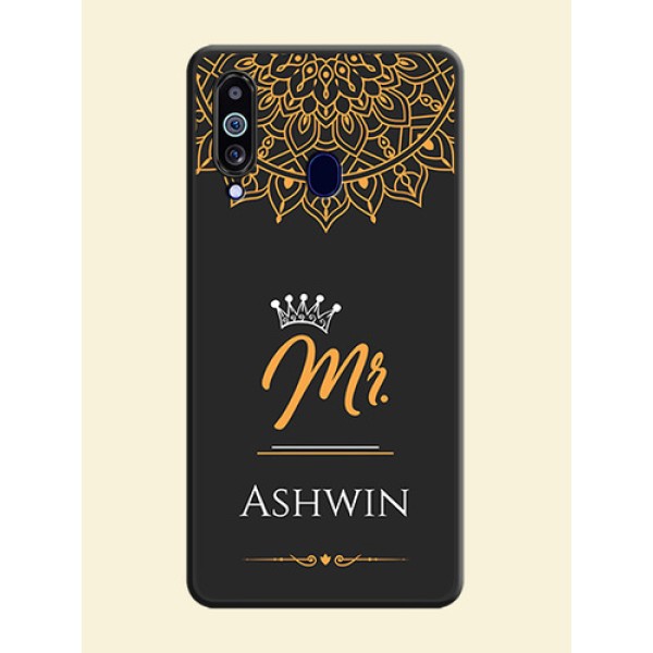 Mr Name with Floral Design on Personalised Space Black Soft Matte Cases - Galaxy M40 Mr Name with Floral Design on Personalised Space Black Soft Matte Cases - Galaxy M40