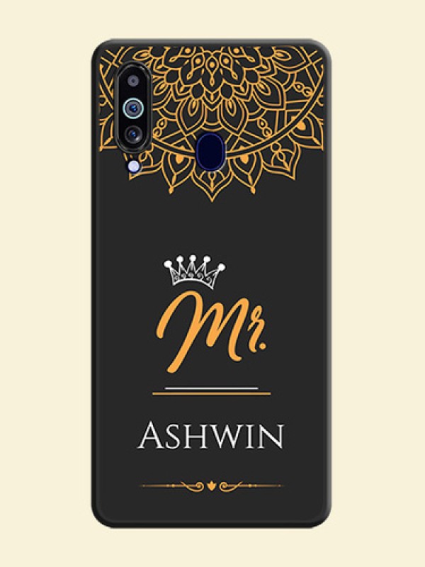 Mr Name with Floral Design  on Personalised Space Black Soft Matte Cases - Galaxy M40