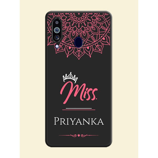 Mrs Name with Floral Design on Space Black Personalized Soft Matte Phone Covers - Galaxy M40 Mrs Name with Floral Design on Space Black Personalized Soft Matte Phone Covers - Galaxy M40