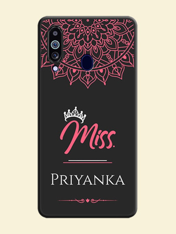 Mrs Name with Floral Design on Space Black Personalized Soft Matte Phone Covers - Galaxy M40