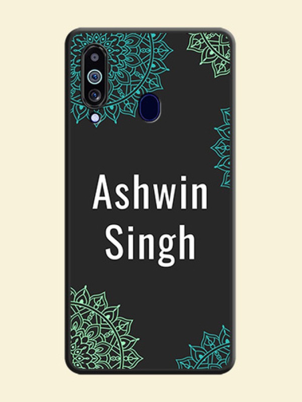 Your Name with Floral Design on Space Black Custom Soft Matte Back Cover - Galaxy M40