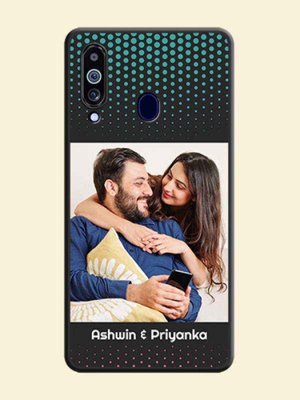 Faded Dots with Grunge Photo Frame and Text on Space Black Custom Soft Matte Phone Cases - Galaxy M40