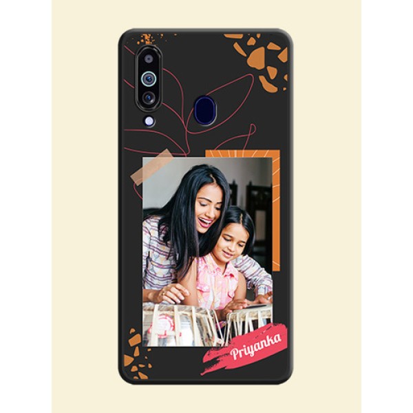 Orange Photo Frame on Space Black Custom Soft Matte Phone Back Cover - Galaxy M40 Orange Photo Frame on Space Black Custom Soft Matte Phone Back Cover - Galaxy M40