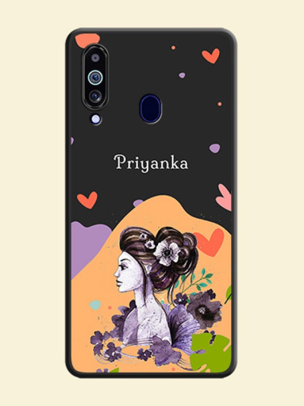 Namecase For Her With Fancy Lady Image On Space Black Personalized Soft Matte Phone Covers -Samsung Galaxy M40