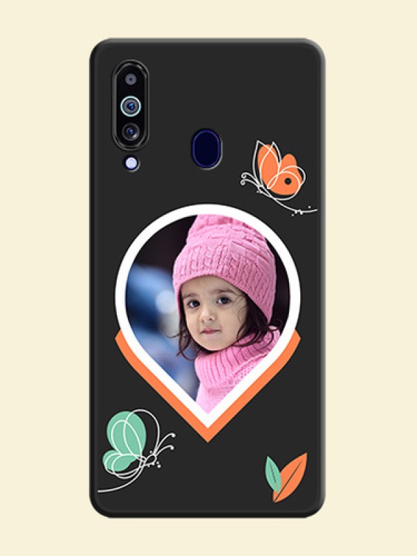 Upload Pic With Simple Butterly Design On Space Black Personalized Soft Matte Phone Covers -Samsung Galaxy M40
