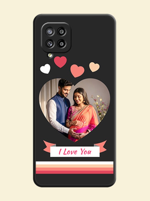 Love Shaped Photo with Colorful Stripes on Personalised Space Black Soft Matte Cases - Galaxy M42 5G