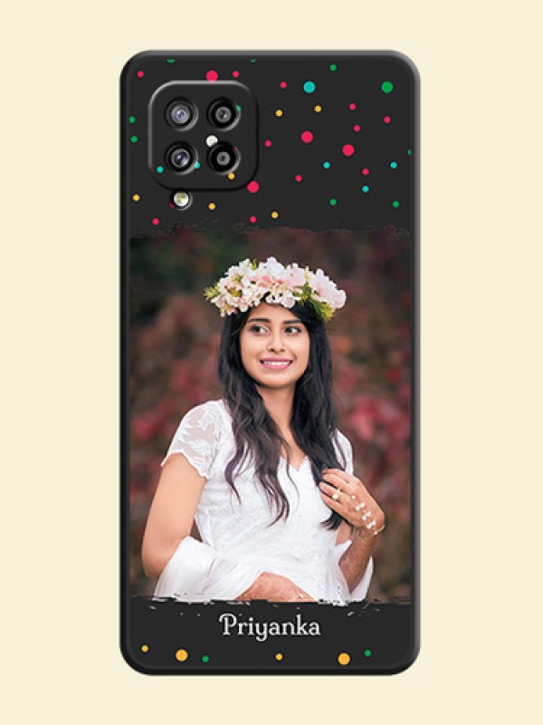 Multicolor Dotted Pattern with Text on Space Black Custom Soft Matte Phone Back Cover - Galaxy M42 5G