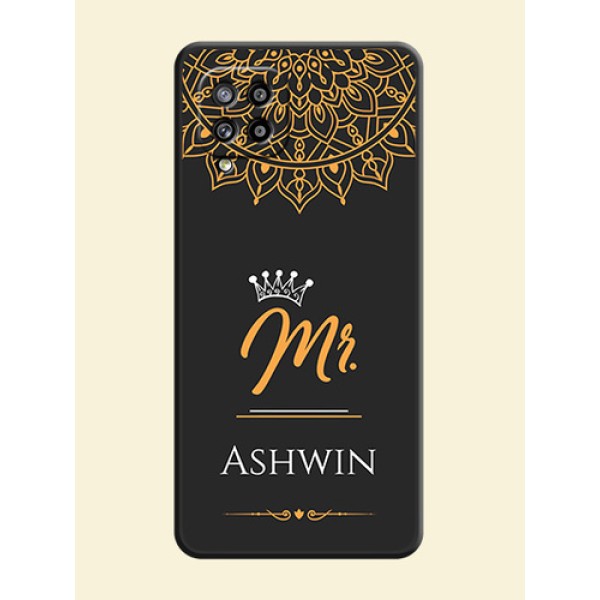 Mr Name with Floral Design on Personalised Space Black Soft Matte Cases - Galaxy M42 5G Mr Name with Floral Design on Personalised Space Black Soft Matte Cases - Galaxy M42 5G