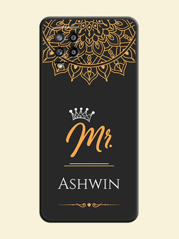 Mr Name with Floral Design  on Personalised Space Black Soft Matte Cases - Galaxy M42 5G
