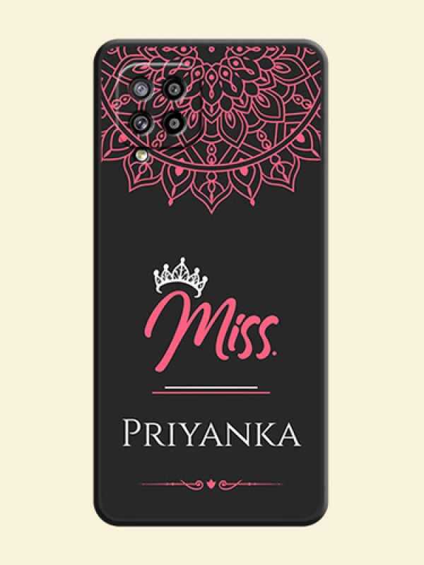 Mrs Name with Floral Design on Space Black Personalized Soft Matte Phone Covers - Galaxy M42 5G