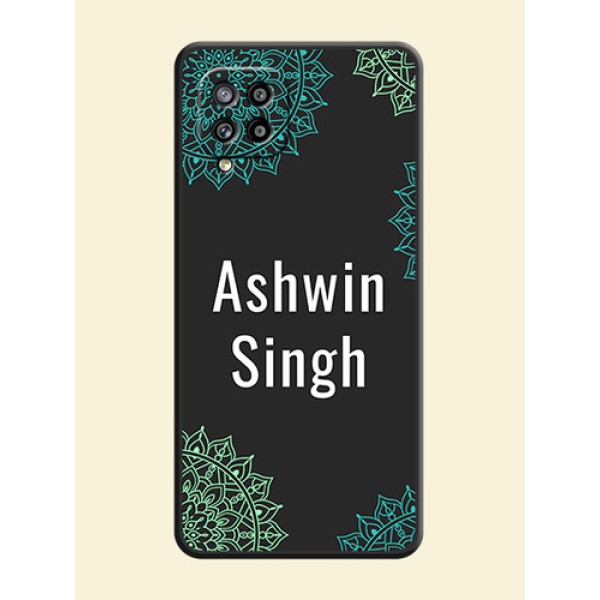 Your Name with Floral Design on Space Black Custom Soft Matte Back Cover - Galaxy M42 5G