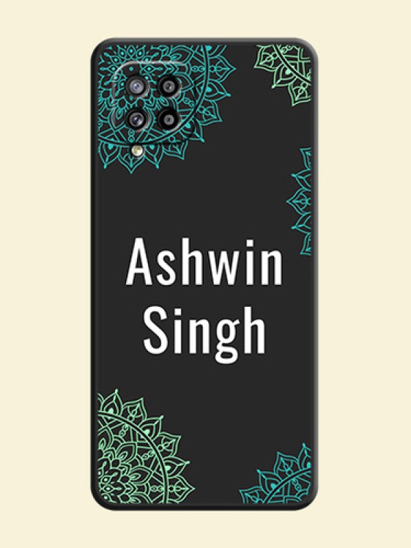 Your Name with Floral Design on Space Black Custom Soft Matte Back Cover - Galaxy M42 5G