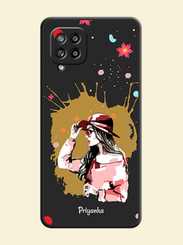 Mordern Lady With Color Splash Background With Custom Text On Space Black Personalized Soft Matte Phone Covers -Samsung Galaxy M42 5G