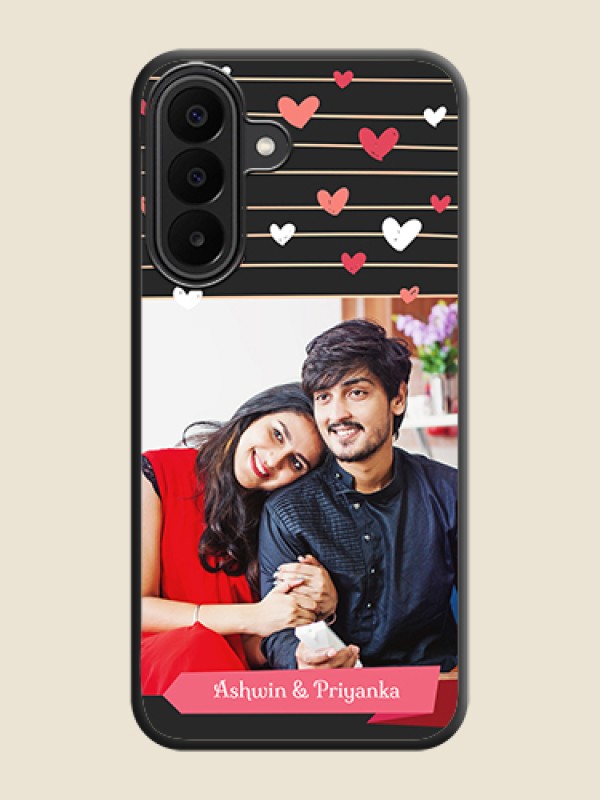 Love Pattern with Name on Pink Ribbon on Photo On Space Black Custom Soft Matte Mobile Back Cover - Samsung Galaxy M47 5G
