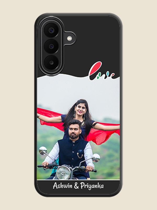 Fall in Love Pattern with Picture on Photo On Space Black Custom Soft Matte Mobile Back Cover - Samsung Galaxy M47 5G
