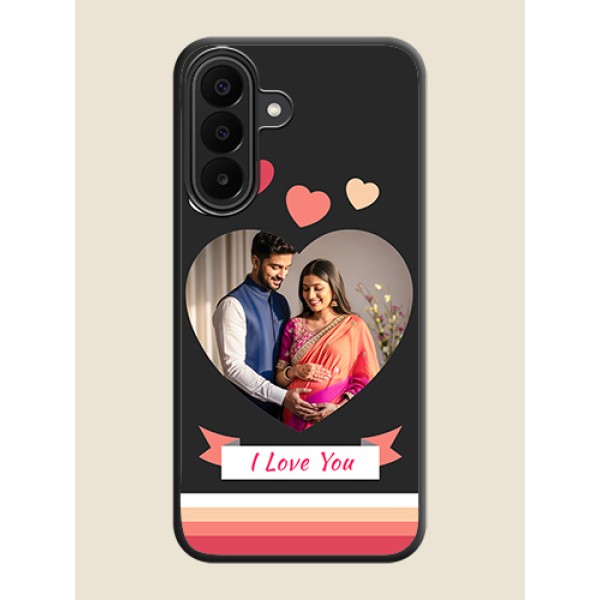 Love Shaped Photo with Colorful Stripes On Space Black Custom Soft Matte Mobile Back Cover - Samsung Galaxy M47 5G
