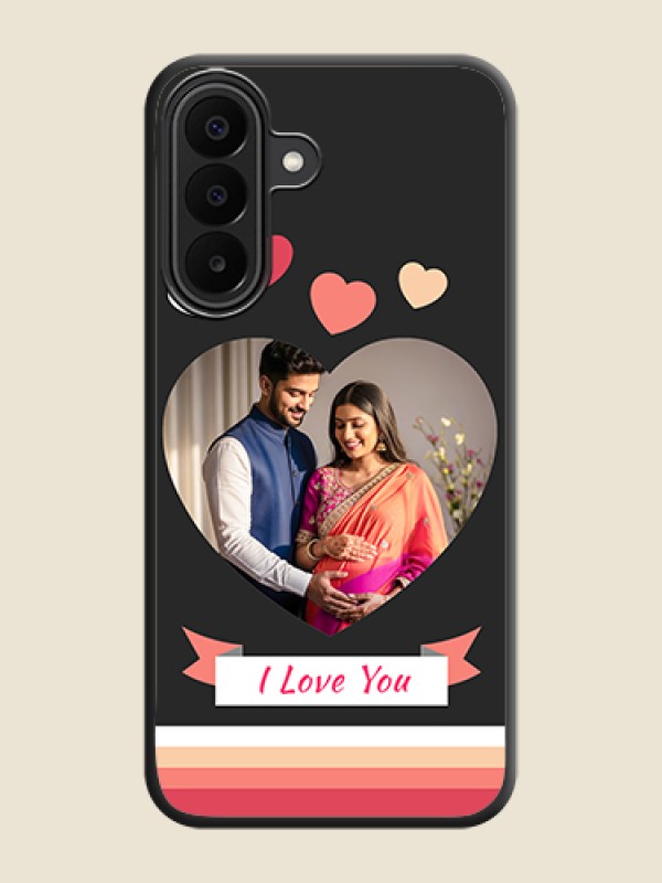 Love Shaped Photo with Colorful Stripes On Space Black Custom Soft Matte Mobile Back Cover - Samsung Galaxy M47 5G