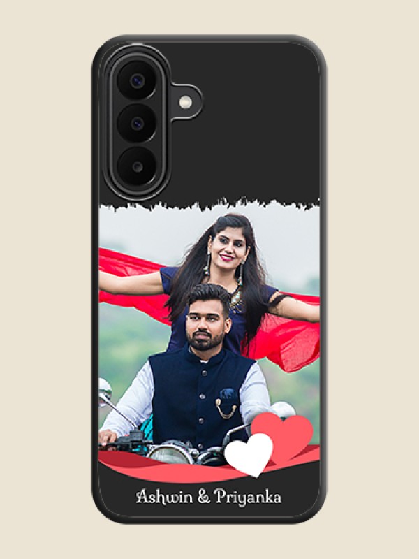 Pin Color Love Shaped Ribbon Design with Text On Space Black Custom Soft Matte Mobile Back Cover - Samsung Galaxy M47 5G