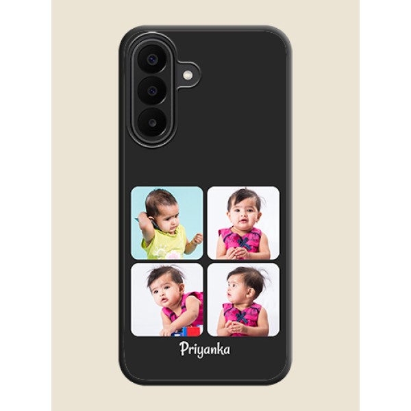 Floral Art with 6 Image Holder on Photo On Space Black Custom Soft Matte Mobile Back Cover - Samsung Galaxy M47 5G Floral Art with 6 Image Holder on Photo On Space Black Custom Soft Matte Mobile Back Cover - Samsung Galaxy M47 5G
