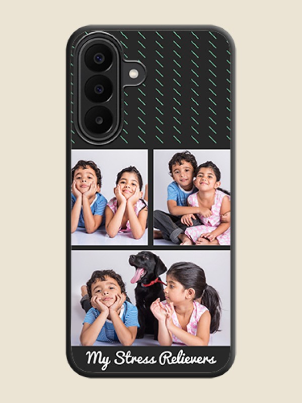 Cross Dotted Pattern with 2 Image Holder On Space Black Custom Soft Matte Mobile Back Cover - Samsung Galaxy M47 5G