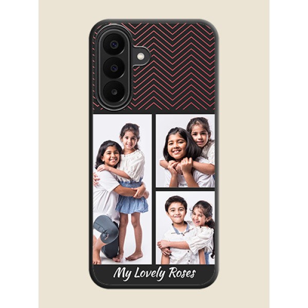 Wave Pattern with 3 Image Holder On Space Black Custom Soft Matte Mobile Back Cover - Samsung Galaxy M47 5G Wave Pattern with 3 Image Holder On Space Black Custom Soft Matte Mobile Back Cover - Samsung Galaxy M47 5G