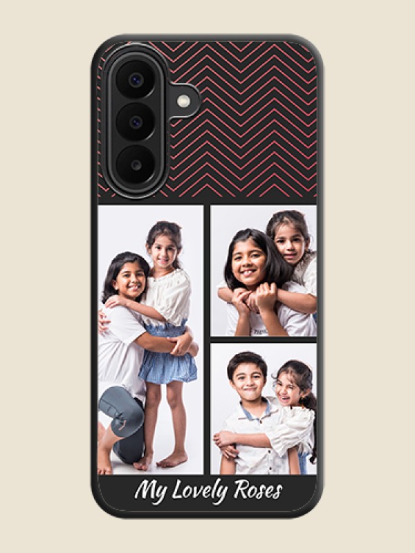Wave Pattern with 3 Image Holder On Space Black Custom Soft Matte Mobile Back Cover - Samsung Galaxy M47 5G