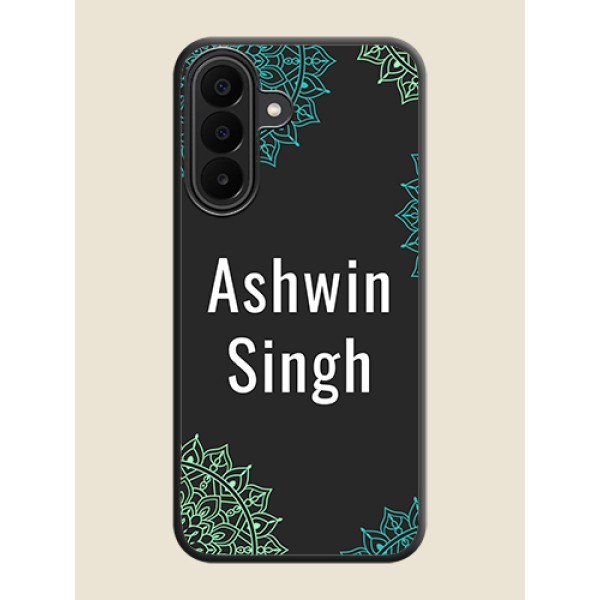 Your Name with Floral Design On Space Black Custom Soft Matte Mobile Back Cover - Samsung Galaxy M47 5G