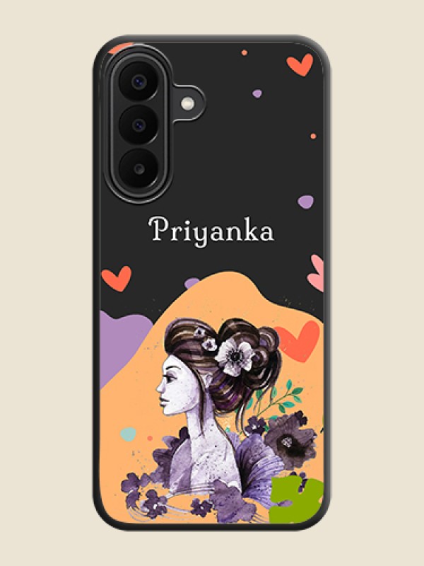 Namecase For Her With Fancy Lady Image On Space Black Custom Soft Matte Mobile Back Cover - Samsung Galaxy M47 5G