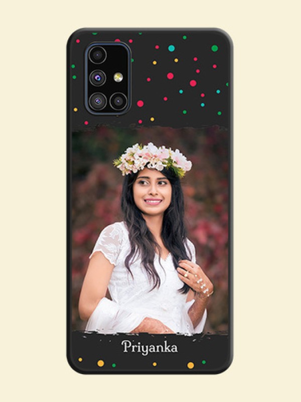 Multicolor Dotted Pattern with Text on Space Black Custom Soft Matte Phone Back Cover - Galaxy M51