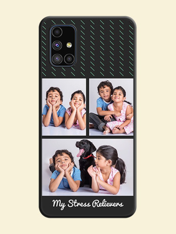 Cross Dotted Pattern with 2 Image Holder  on Personalised Space Black Soft Matte Cases - Galaxy M51