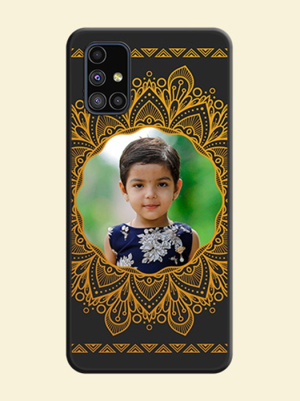 Round Image with Floral Design on Photo on Space Black Soft Matte Mobile Cover - Galaxy M51