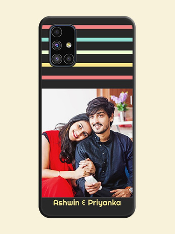Color Stripes with Photo and Text on Photo on Space Black Soft Matte Mobile Case - Galaxy M51
