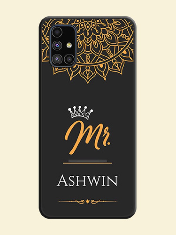 Mr Name with Floral Design  on Personalised Space Black Soft Matte Cases - Galaxy M51