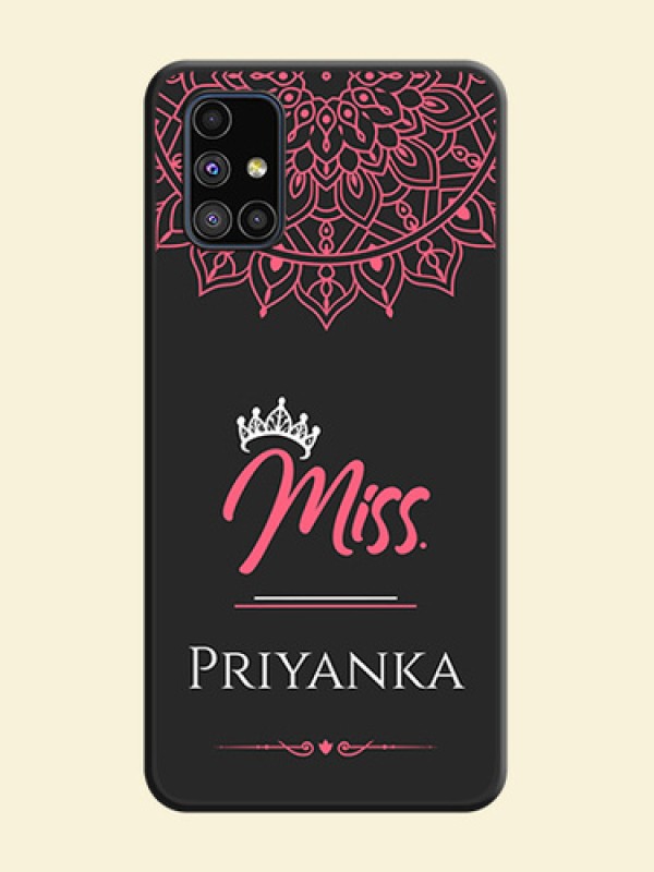 Mrs Name with Floral Design on Space Black Personalized Soft Matte Phone Covers - Galaxy M51