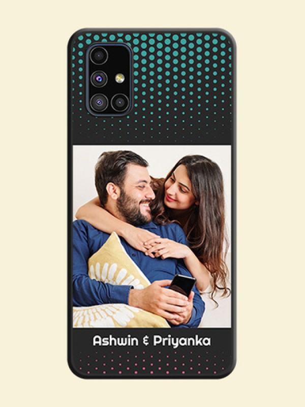 Faded Dots with Grunge Photo Frame and Text on Space Black Custom Soft Matte Phone Cases - Galaxy M51