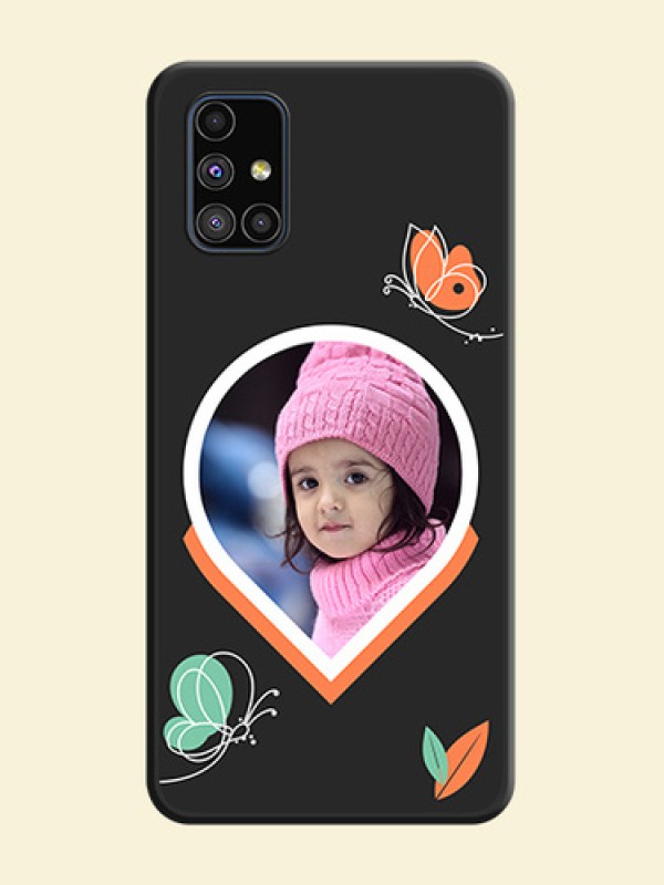 Upload Pic With Simple Butterly Design On Space Black Personalized Soft Matte Phone Covers -Samsung Galaxy M51
