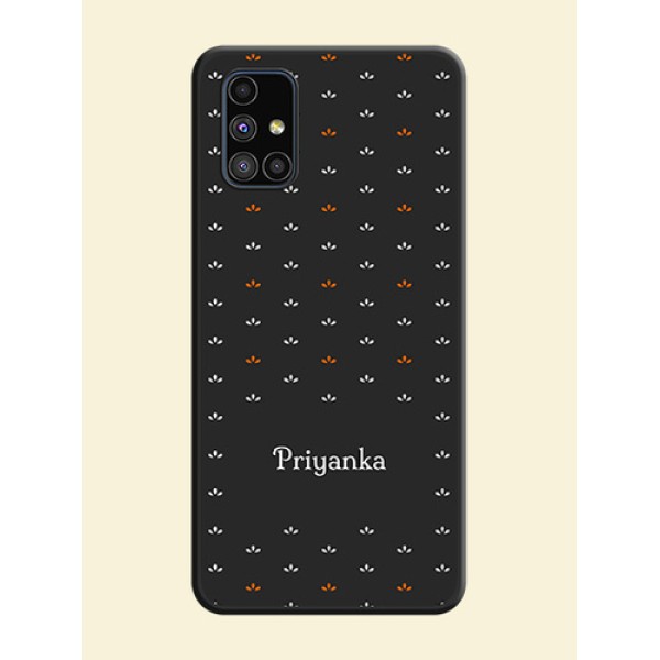 Simple Pattern With Custom Text On Space Black Personalized Soft Matte Phone Covers -Samsung Galaxy M51 Simple Pattern With Custom Text On Space Black Personalized Soft Matte Phone Covers -Samsung Galaxy M51