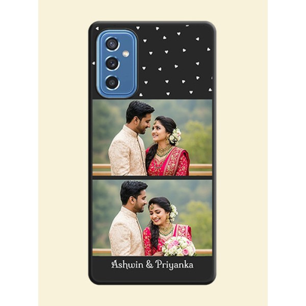 Miniature Love Symbols with Name on Space Black Custom Soft Matte Back Cover - Samsung Galaxy M52 5G Miniature Love Symbols with Name on Space Black Custom Soft Matte Back Cover - Samsung Galaxy M52 5G