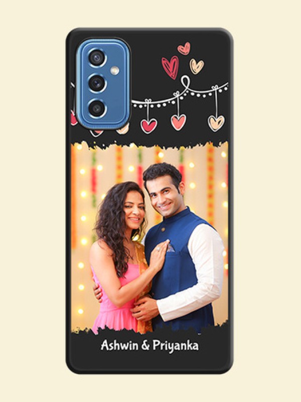 Pink Love Hangings with Name on Space Black Custom Soft Matte Phone Cases - Samsung Galaxy M52 5G