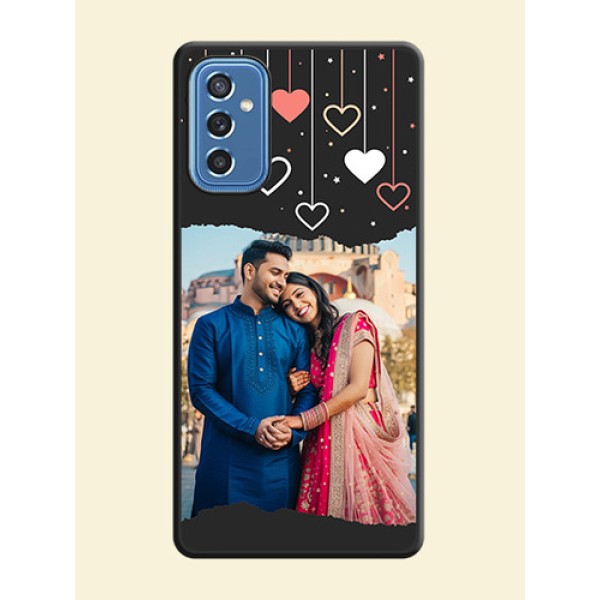 Love Hangings with Splash Wave Picture on Space Black Custom Soft Matte Phone Back Cover - Samsung Galaxy M52 5G Love Hangings with Splash Wave Picture on Space Black Custom Soft Matte Phone Back Cover - Samsung Galaxy M52 5G