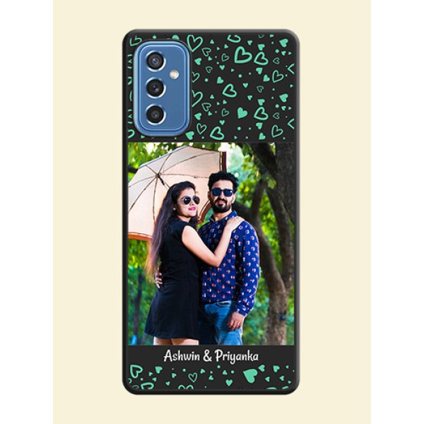 Sea Green Indefinite Love Pattern on Photo on Space Black Soft Matte Mobile Cover - Samsung Galaxy M52 5G Sea Green Indefinite Love Pattern on Photo on Space Black Soft Matte Mobile Cover - Samsung Galaxy M52 5G